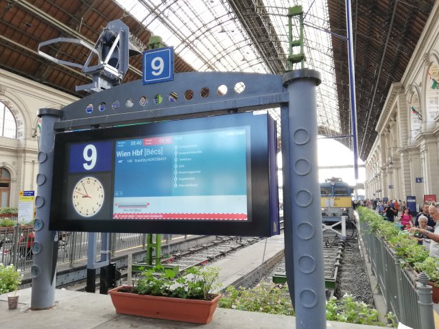 Keleti train station platform for Vienna trains