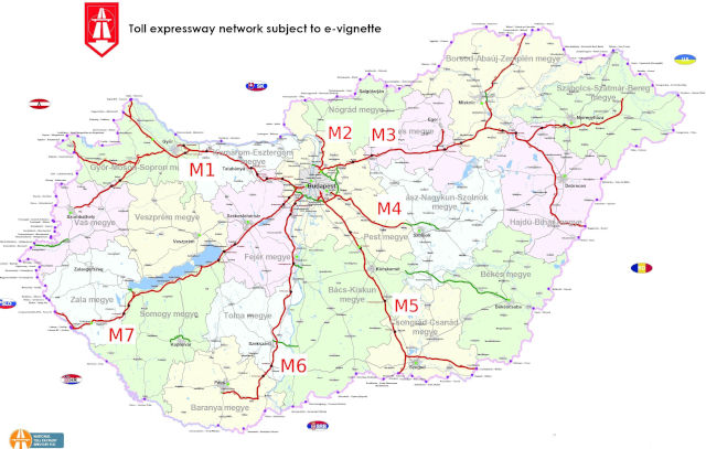 Hungary highways map