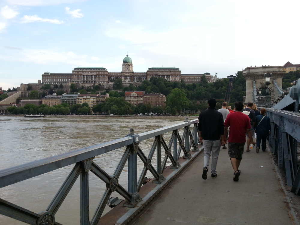 Walk towards Buda castle hike from Chain Bridge Budapest