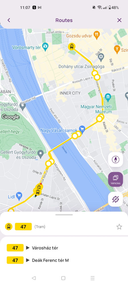 Tram 47 Budapest Route Map