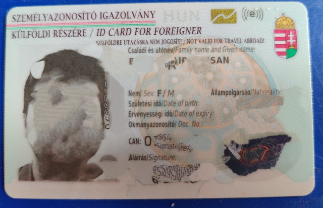 Hungarian id card, ID card for foreigners in Hungary