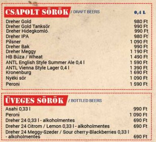 Budapest Bar Beer prices