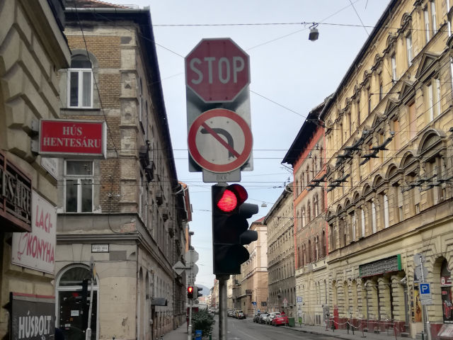 No turn road sign Hungary